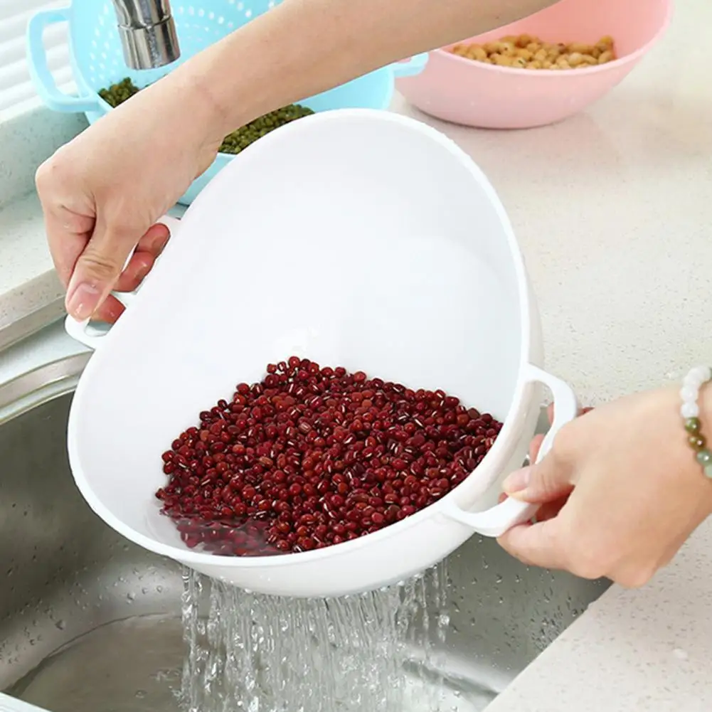 

Double Handle High Quality Rice Washer Strainer Kitchen Tools Fruits Vegetable Cleaning Container Basket Kitchen Tool New