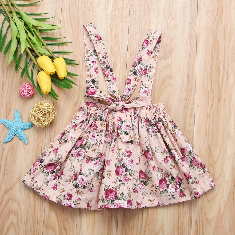 Милая Одежда для новорожденных девочек; вечерние нагрудник «Принцесса»; юбка с цветочным принтом на бретелях; летняя одежда для маленьких девочек