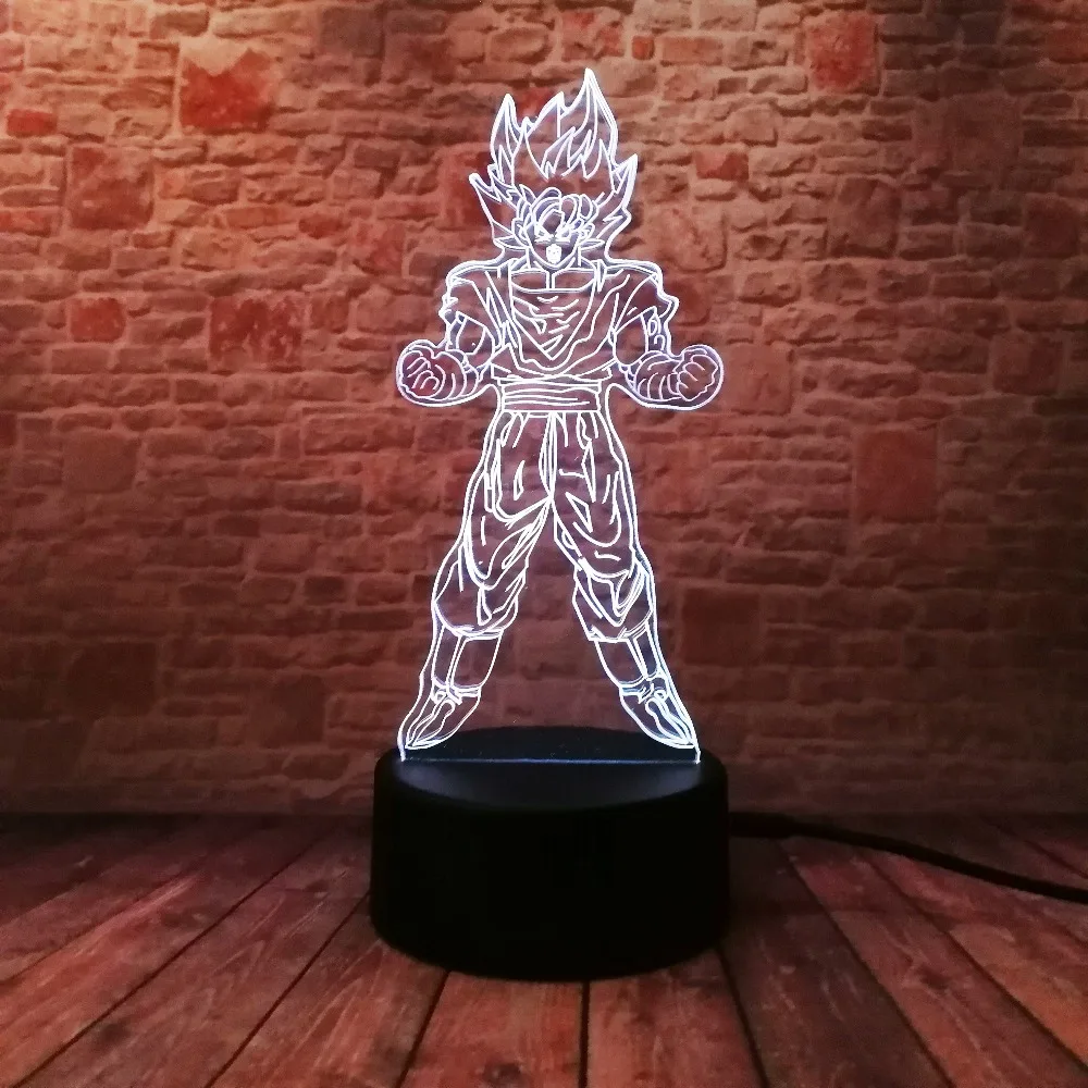 Dragon Ball Z Son Goku Super Saiyan vegeta 3D светодиодный ночник 7 цветов Изменение для мальчиков спальня спальный Декор ребенок рождественские подарки