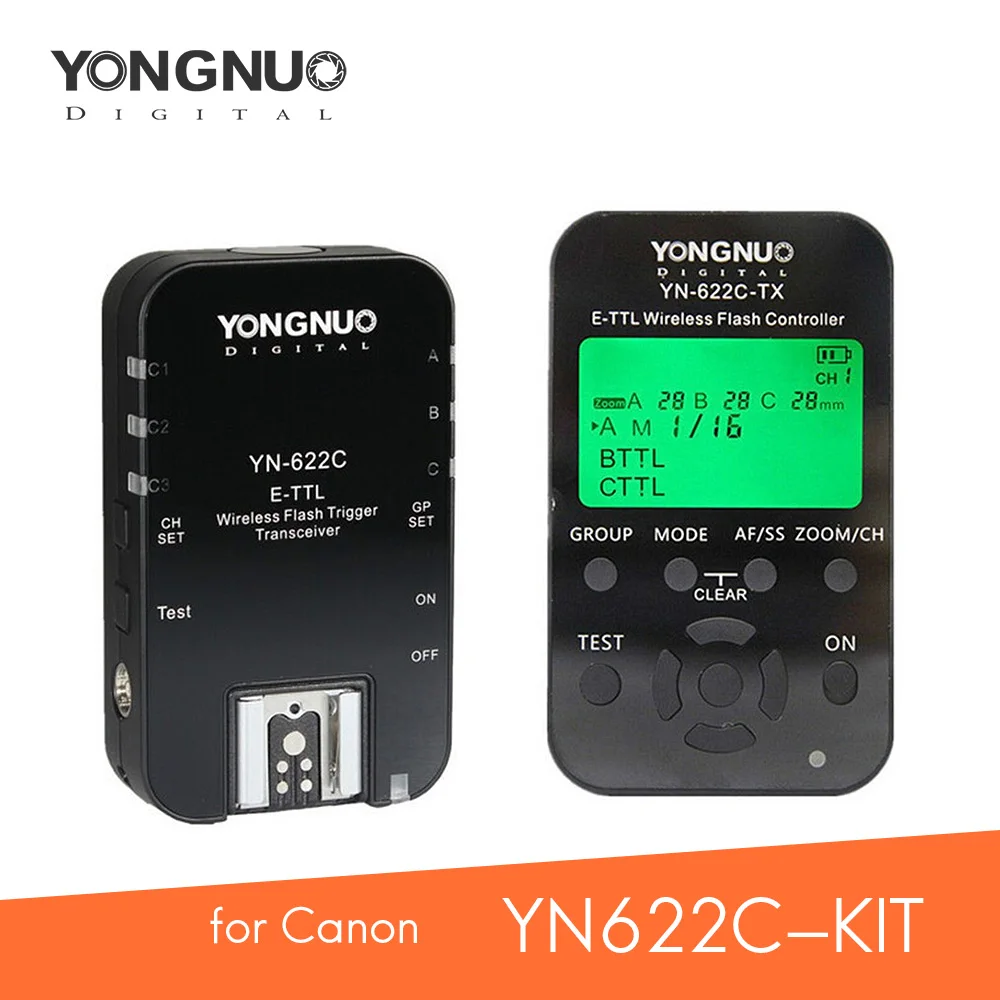 

Yongnuo YN-622C-KIT or YN-622C-TX Wireless Trigger Transmitter Receiver E-TTL Flash Controller HSS 1/8000s for Canon DSLR