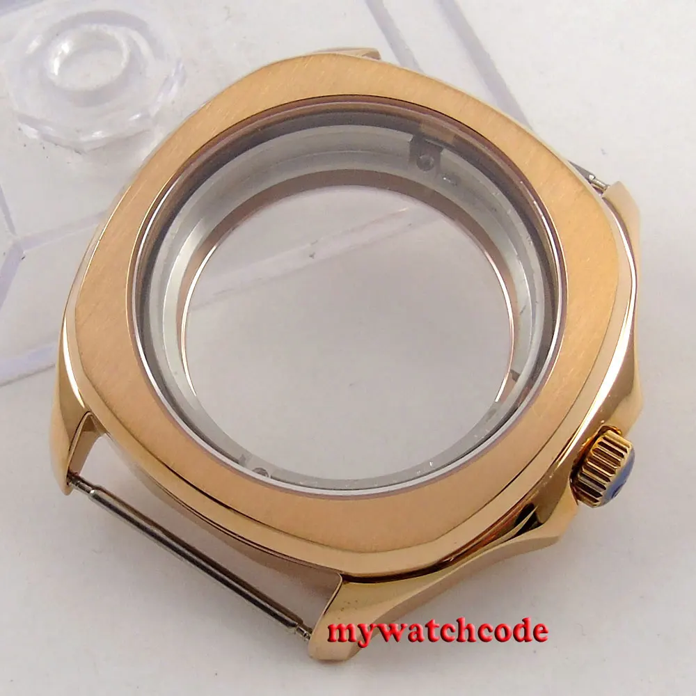 

40mm parnis Gold plated Sapphire Crystal Case fit 2824 2836 movement C107