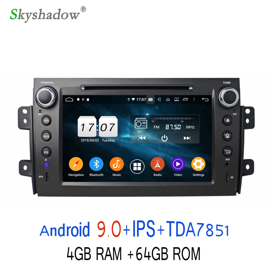 Discount PSD IPS Android 9.0 Octa Core 4GB+64GB ROM Car DVD Player GPS Glonass Map RDS Radio wifi Bluetooth 4.2 For SUZUKI SX4 2006-2012 3