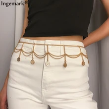 Ingemark Sexy Gypsy Gold Color Belly Chain Waist Beach Outfit Multi-layer Full Tassel Coin Belt Chains Women Jeans Body Jewelry crystal studded wide waist chain adjustable length roman wedding jewelry luxurious women gold color rhinestone belly chains belt