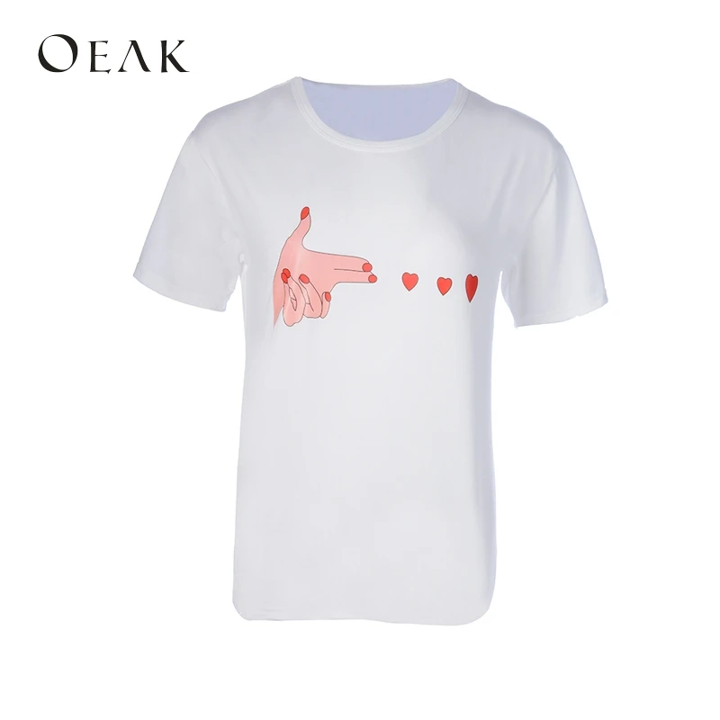 OEAK 3XL Женская Повседневная летняя футболка с коротким рукавом Свободный Топ