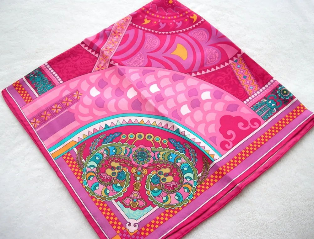 

2015 New Charm Red Hand Roll-Hemmed Silk Twill Women Pure Silk Scarf Infinity Square Shawl