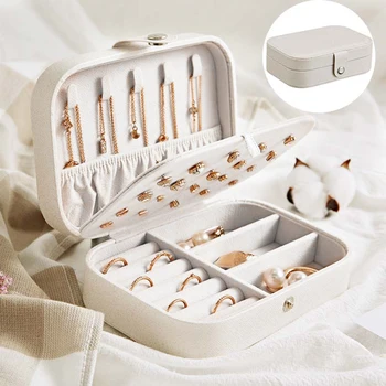 

High Quality Jewelry Box Organizer Storage Leather Holder Earrings Ring Necklace Case Protable Jewel Packaging For Gift Display