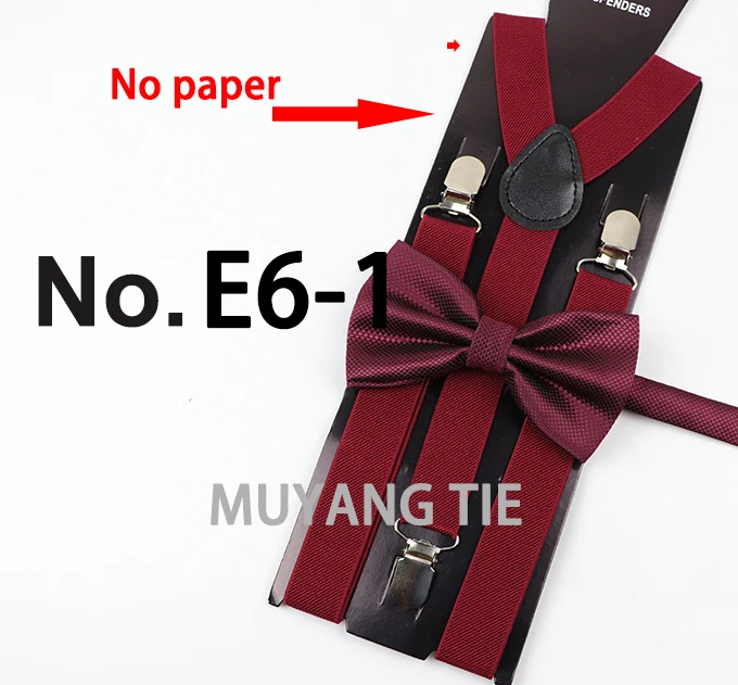 Soild Color Man Polyester Belt Bow Tie Set Woman Men's Suspenders Butterfly Clip-on Y-Back Braces Elastic Women Adjustable