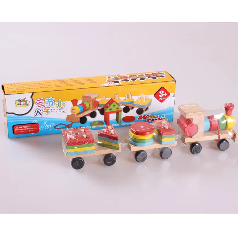 Wooden Train Tractor Wooden Geometric Blocks Classification And Cognition Training Preschool Kids Happy Childhood Neccessories