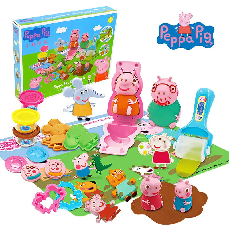 2018 original Peppa Pig Deluxe Modeling Clay kids toy Set Brand Peppa