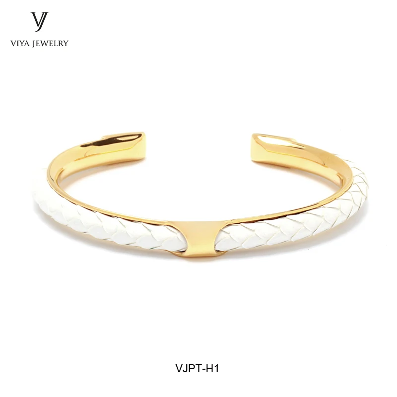 2018 new python leather Bangle C shape simple python design for men bracelet (13)