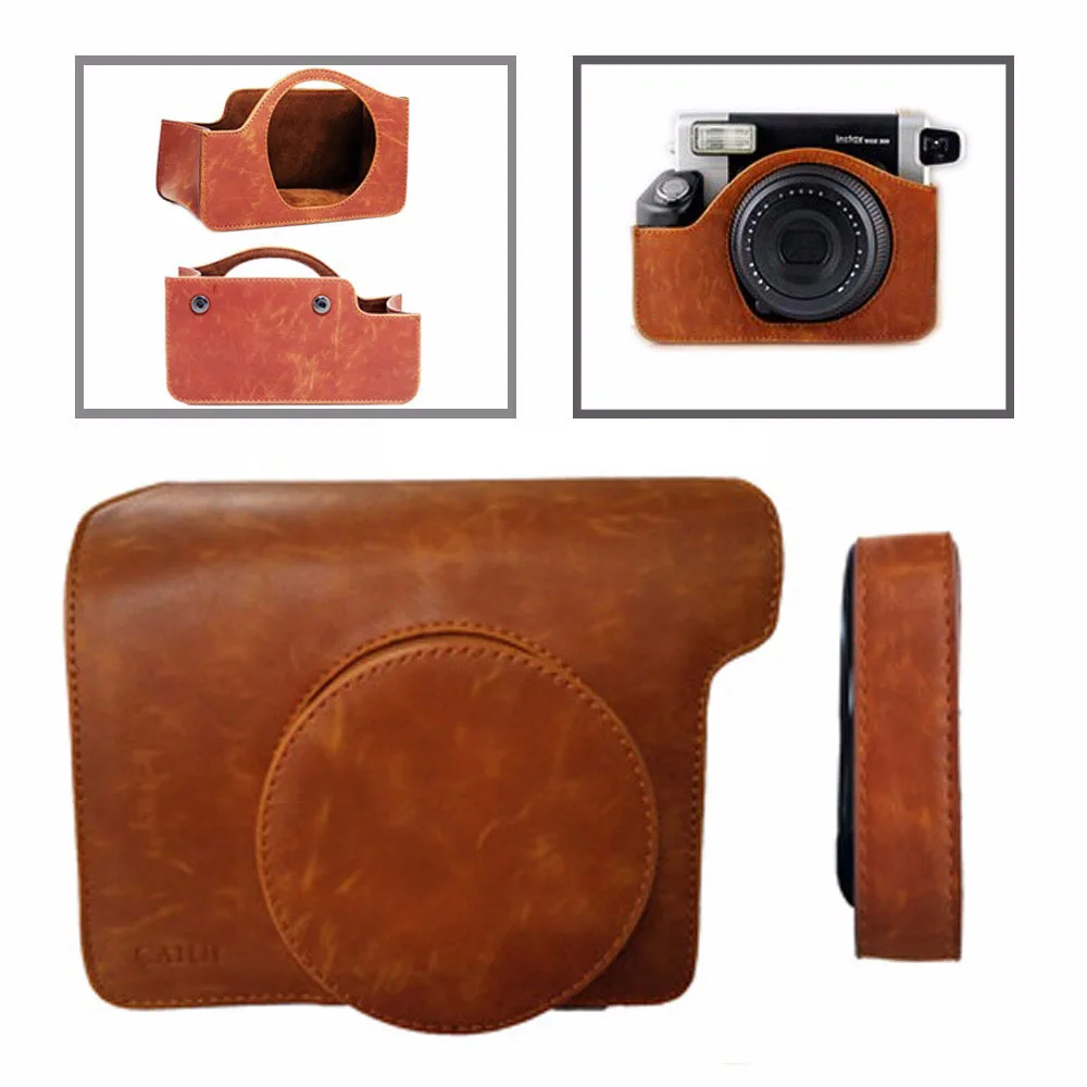 Чехол для FUJIFILM Instax Wide 300 Fuji черный коричневый чехол с плечевым ремнем и крышкой