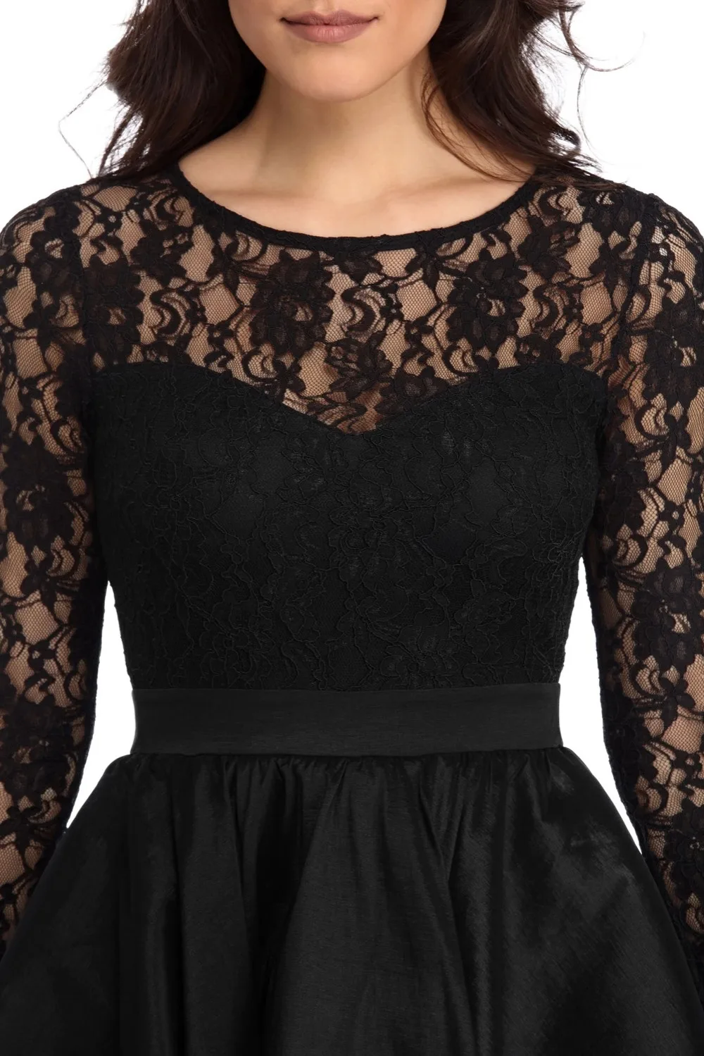 Black-Long-Sleeve-Lace-High-Low-Satin-Prom-Dress-LC61910-2-3
