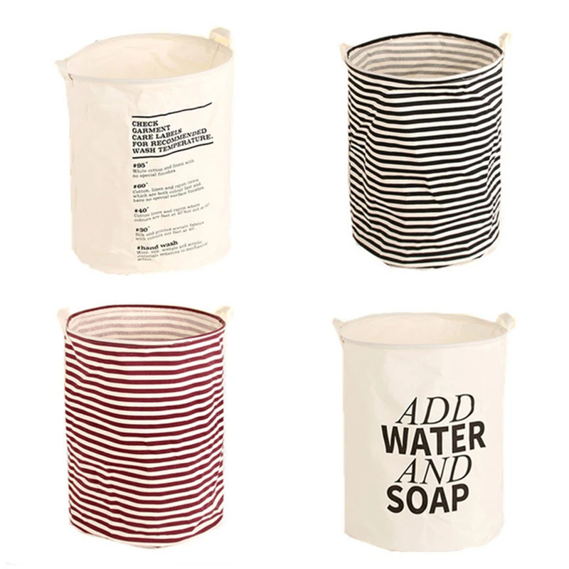 القطن الكتان سلة الغسيل كبيرة تعوق طوي القذرة الملابس المنظم المحمولة غسل تخزين دلو مع مقابض FY0058