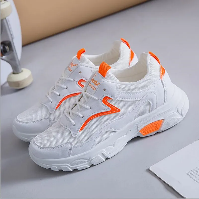 

2019 New Women Vulcanize Shoes Autumn Breathable Platform Shoes Chunky Women's Sneakers Ladies Lace Up Trainers Chaussure Femme