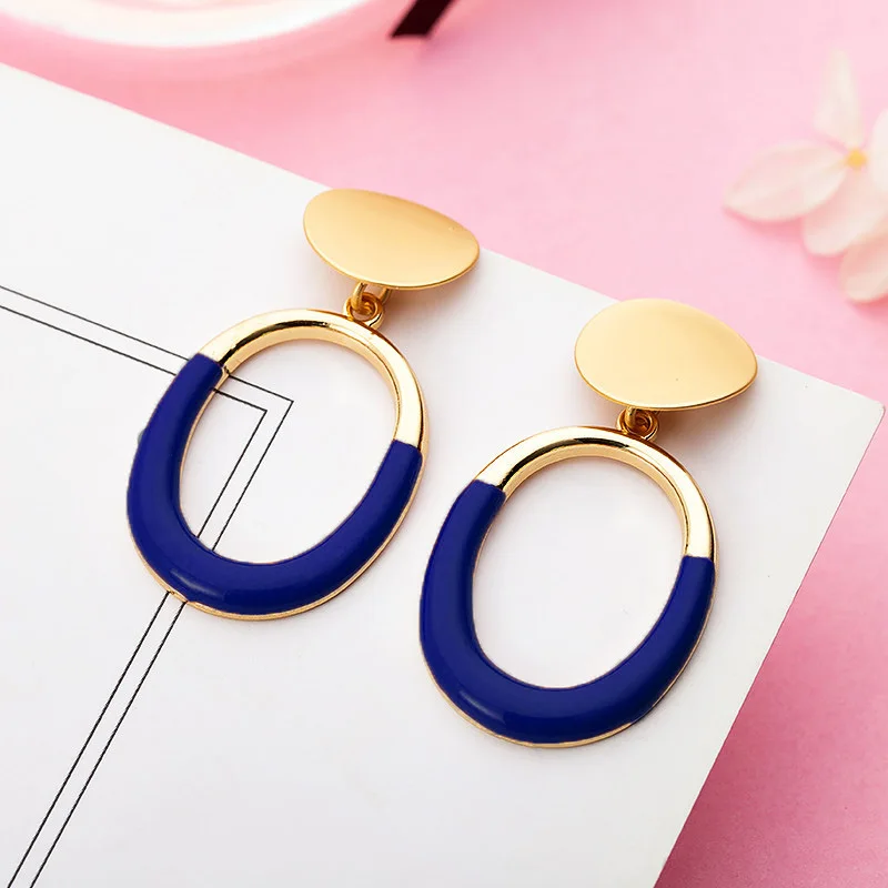 

2019 Fashion Luxury Jewelry Exaggerated Pendant Large Earrings Oval Gold Geometric Earrings for women Gift Jewelry W648-W650