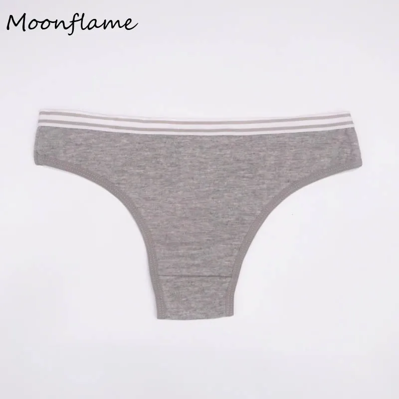 Moonflme 3 pcs/lots Solid Color Ladies Cotton Bikini Women Panties M L XL 89156