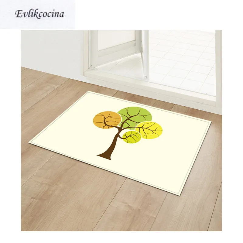

Free Shipping Green Yellow Tree Kilim Non-Slip Absorbent Bath Mat Area Rug for Living Room Bedroom Floor Carpet Tapete Infantil