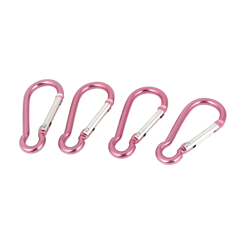 

Camping Bottle Key Bag Holder Carabiners Hooks Clip 5cm Long 4 Pcs Pink