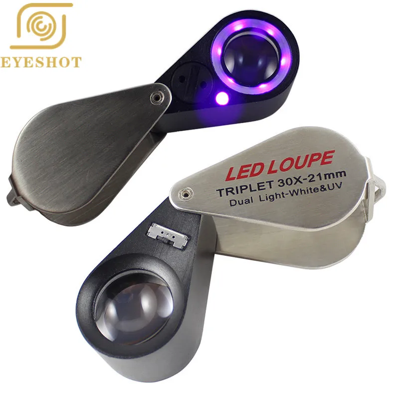 EYESHOT Мини 10X/20X/30X 30x-21mm Лупа тройное увеличительное ювелирное изделие глаз Стекло