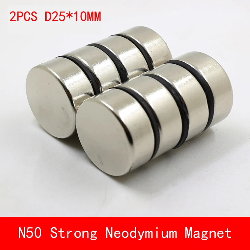 wholesale 2PCS D25*10mm round N50 powerful force neodymium