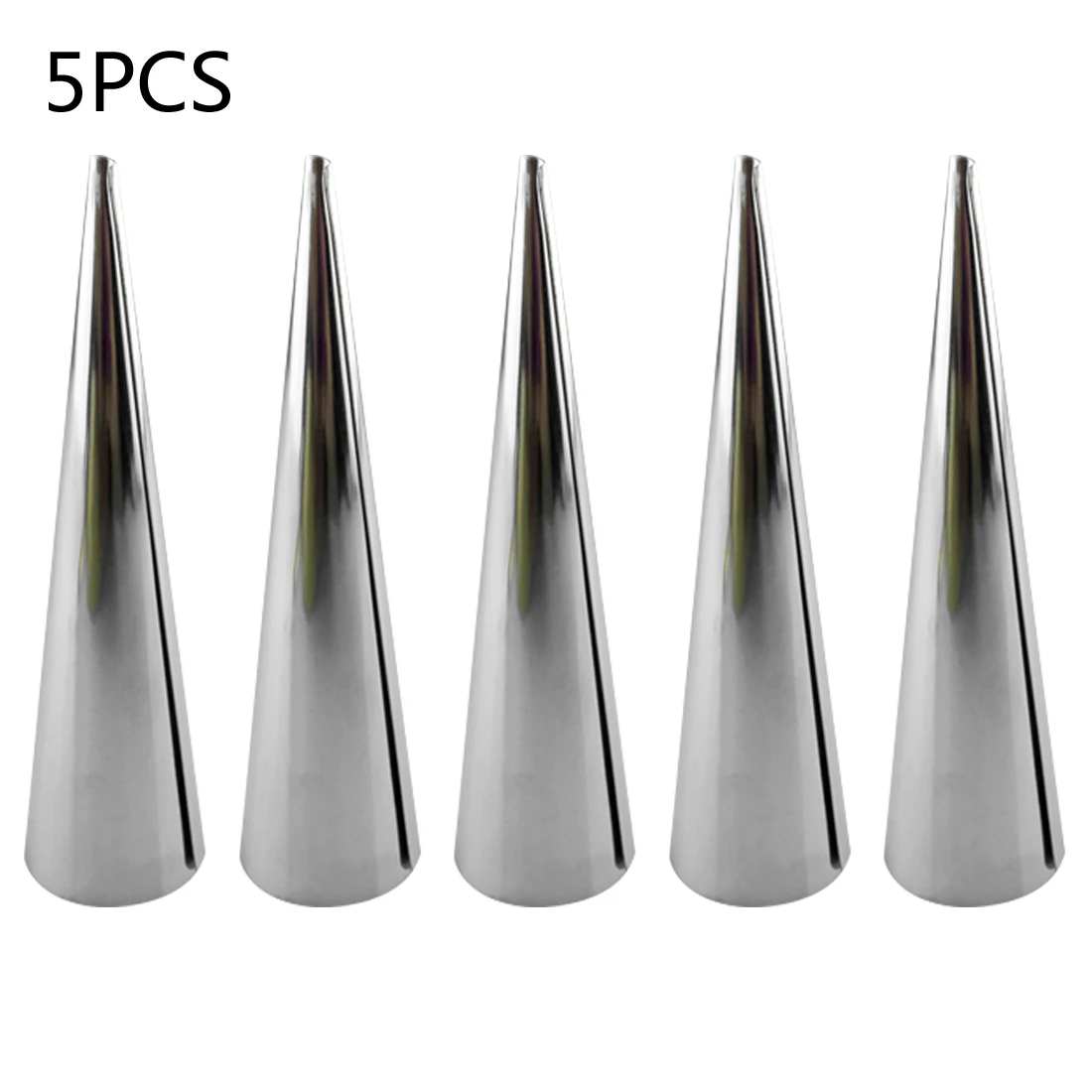 

5pcs Conical Tube Cone Roll Moulds Stainless Steel Spiral Croissants Molds Pastry Cream Horn Cake Bread Mold