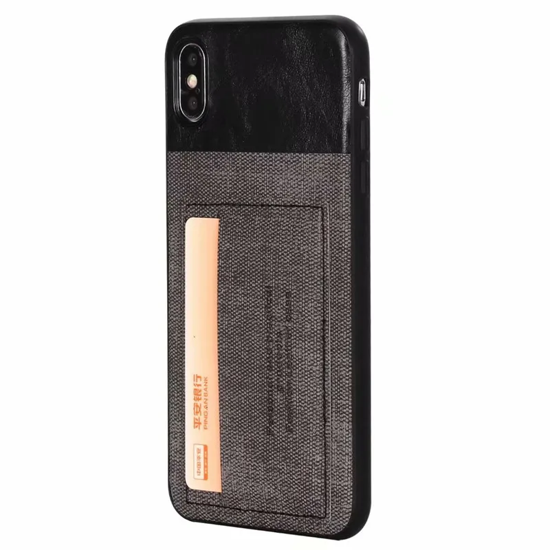 

Back cover silicone edge fabric coque For iPhone XS Max XR X 8 7 6 6S Plus case With Card Pocket