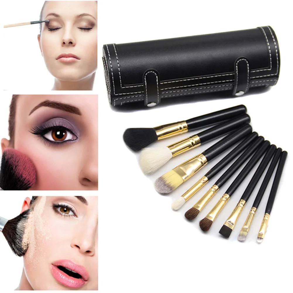 

9pcs Makeup Brush Cosmetic Tools Toiletry Set Wooden Handle Face Eyes Eyeshadow Foundation HJL2018