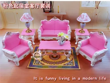 

Furniture for doll 1/6 Living room sofa + coffee table + lamp accessories toys Girl Christmas birthday gift plastic Play Set