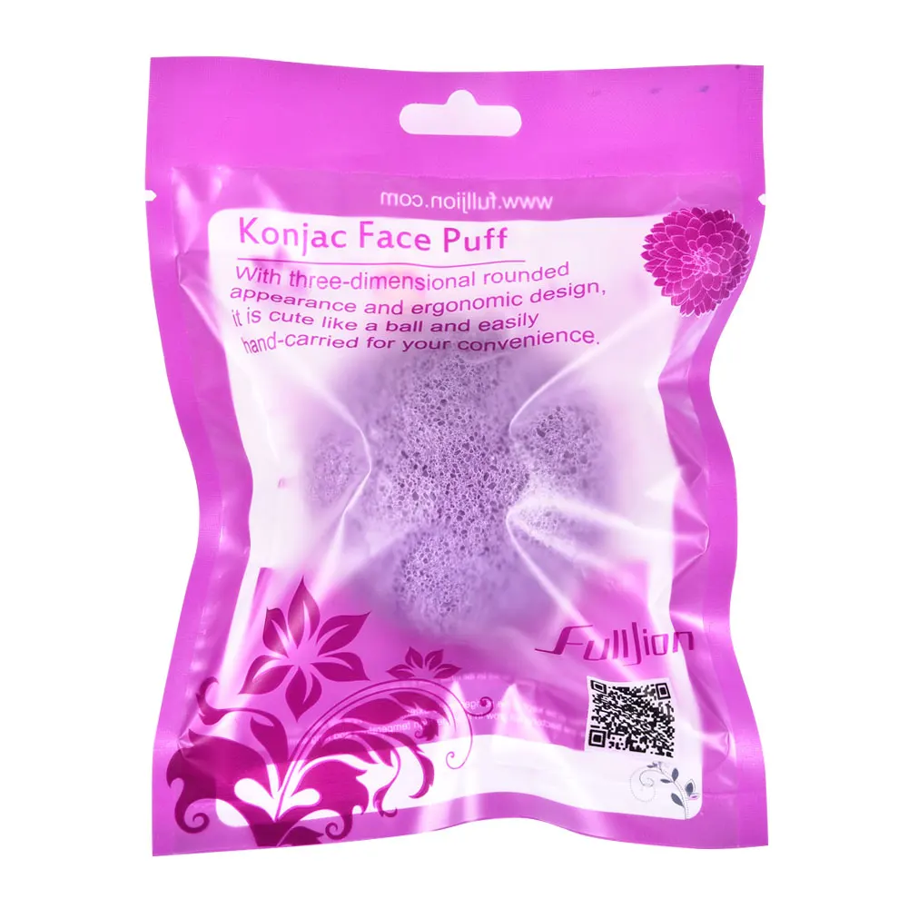 Fulljion 6 цветов спонж-Конняку натуральный косметический спонж для лица очищающая моющая губка Очищающая губка для отшелушивания очищающее средство для лица - Цвет: Purple with  package