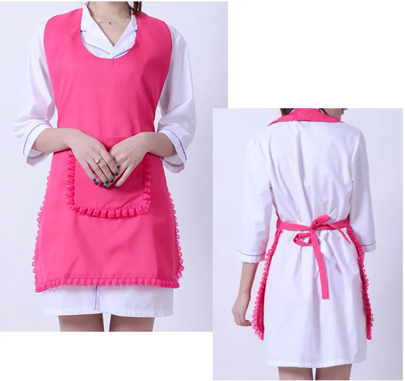 New Korean Women Apron Kitchen Cooking Work Apron Cotton Cafe Cleaning Restaurant Shoulder straps Aprons Bibs With Pockets11