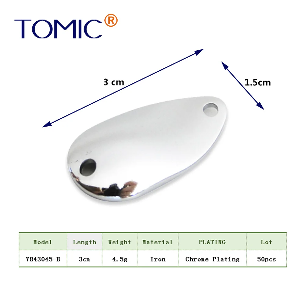 Tomic Неокрашенные Пустые рыболовные ложки форель приманки воблер мигалка Спиннер приманка - Цвет: 4.5g 50pcs
