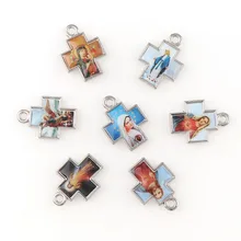10 штук, разные цвета, эмаль, религиозная мотивация Иисуса, распятие, металлические значки, подвески, крест для Diy, подвески, ожерелье, ювелирное изделие
