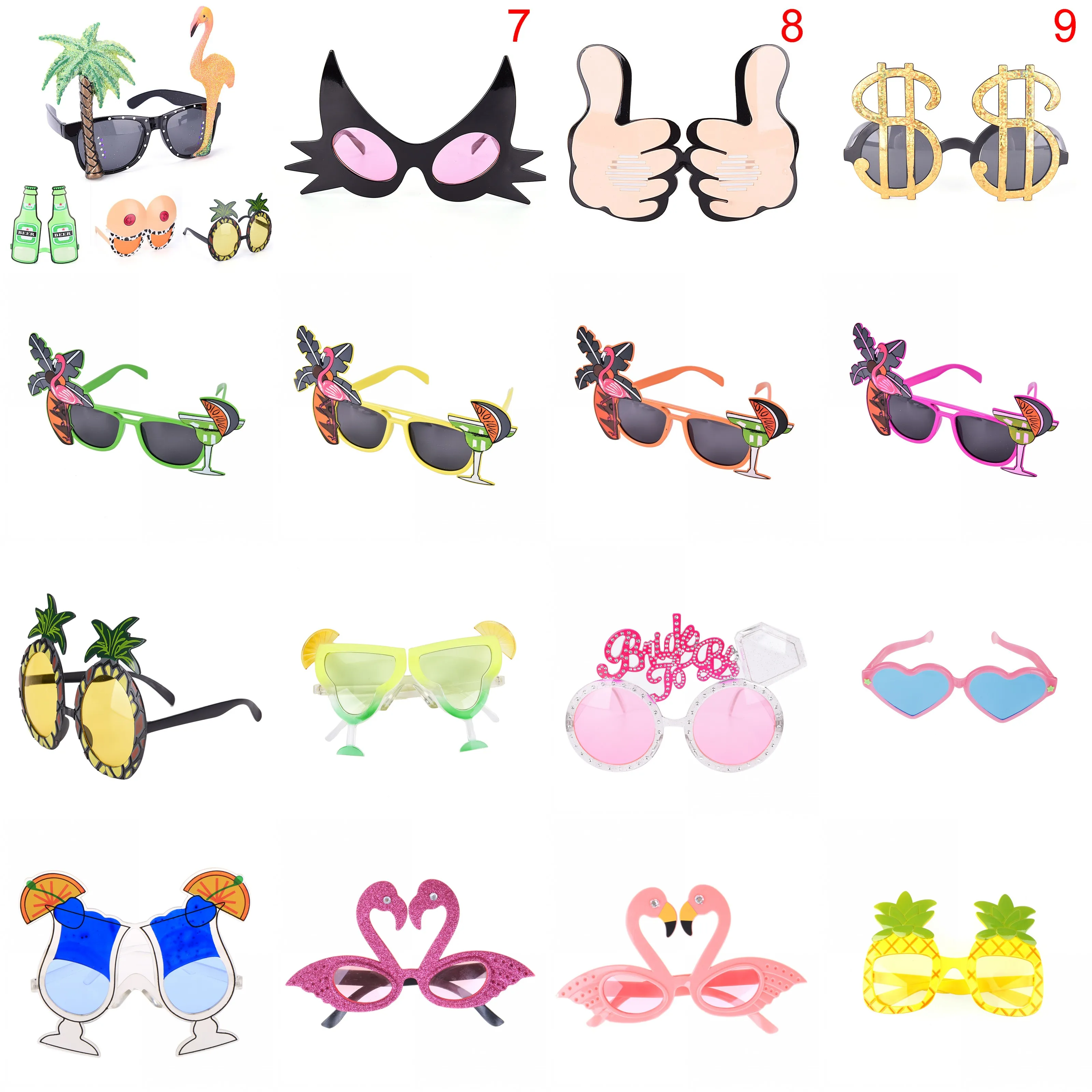 

Funny Party Costumes Sunglasses Glitter Event Supplies Decoration Decorative Flamingo Big Chest Wine Bottle Pineapple Beach