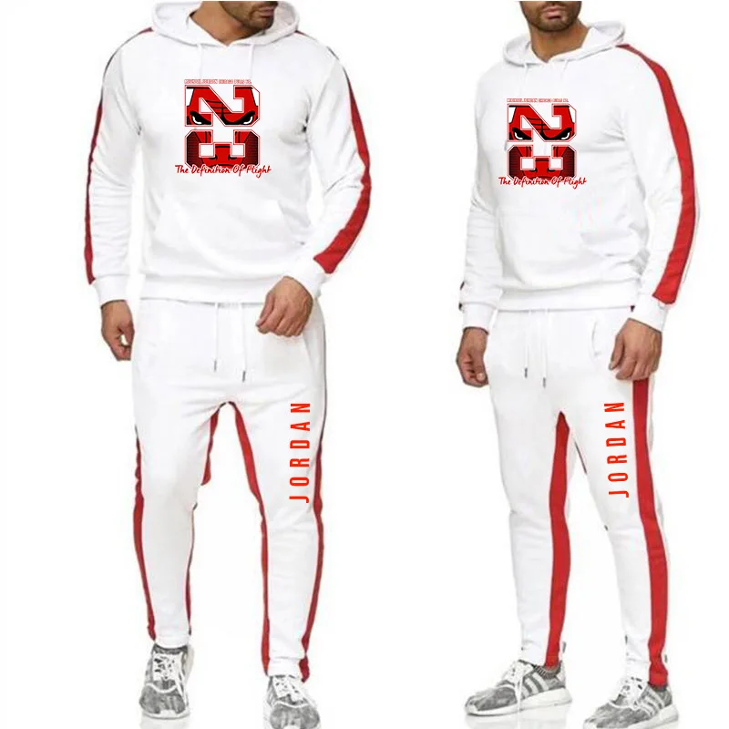 New Tracksuit men hoodie Set off white Sportswear Sets Fleece sweatshirt suit Jordan 23 stripes Sweatpants Malechandal hombre