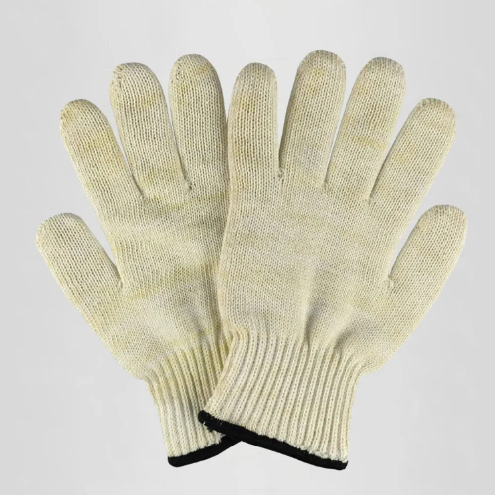 

Industrial high temperature 500 degree aramid barbecue gloves bbq fireproof heat resistant gloves white fire gloves