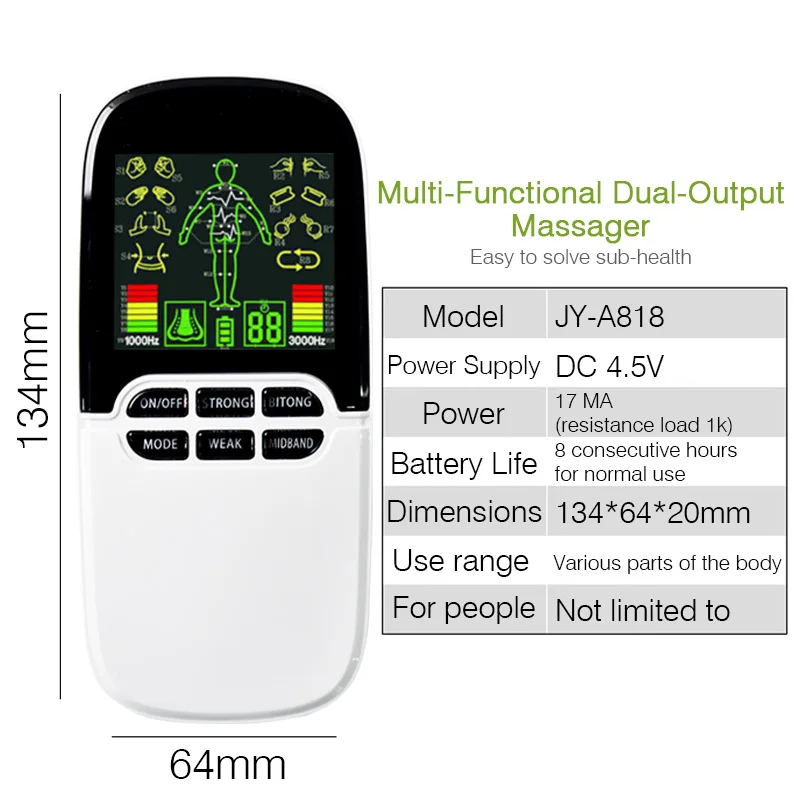 2 Output Pulse Neck Back Massager TENS Acupuncture Electric therapy Machine Nerve Muscle Stimulator Body Pain Relief Health Care 2 Output Pulse Neck Back Massager TENS Acupuncture Electric therapy Machine Nerve Muscle Stimulator Body Pain Relief Health Care