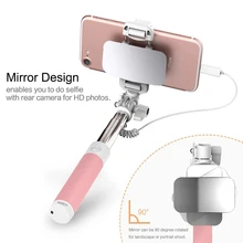 Зеркальная Проводная селфи-палка ручной монопод для селфи sopa bastone selfy stik Vara de selfie для iphone 7 6 6s Plus 5 5S