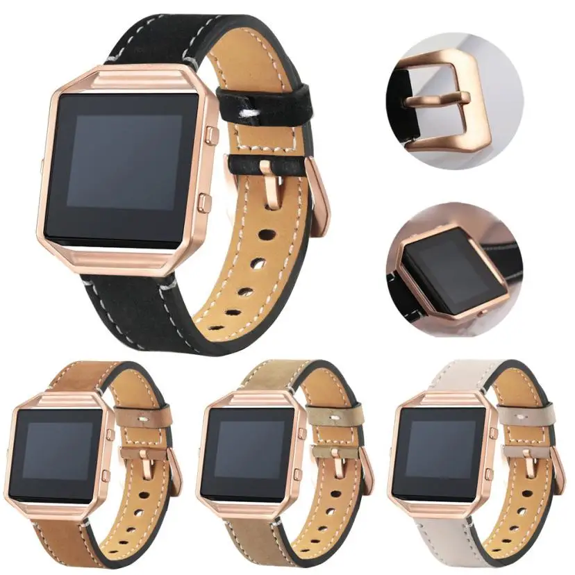 

GEMIXI milanese loop Luxury Genuine Leather Watch band Wrist strap + Metal Frame For Fitbit Blaze Smart Watch gear sport mar27HY