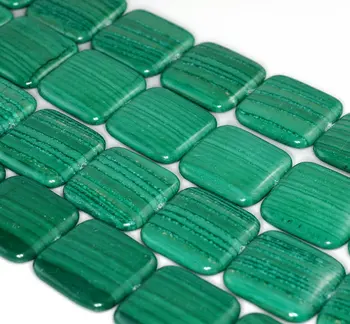 

25mm Malachite Lace Jasper Gemstone Grade AA Perfect Square Loose Beads 8 inch Half Strand (90185389-868)