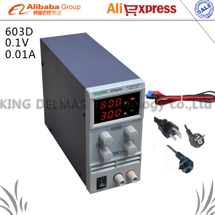 

KPS-603D High precision LED display Switch Adjustable DC Power Supply protection function 0-60V/0-3A 110V-220V 0.1V/0.01A EU