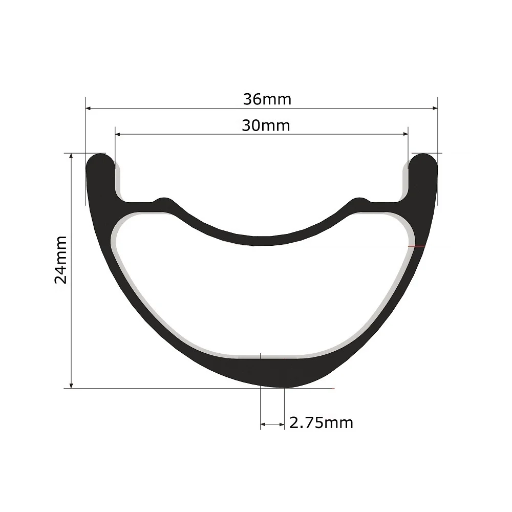 29er DH/AM/XC/Enduro Mountain Bike Carbon Rim Hookless/Asymmetric Tubeless Ready Rims For MTB Wheels 24/27/30/35/40/50mm Width - Цвет: 36mm XC 1 piece