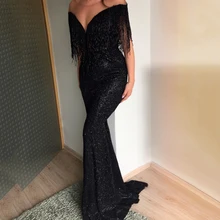 Women Deep V-neck Off Shoulder Long Dress Sexy Slim Sequin Fringe Evening Bride Gowns Harajuku Black Party Dress Plus Size 2019 Women Deep V-neck Off Shoulder Long Dress Sexy Slim Sequin Fringe Evening Bride Gowns Harajuku Black Party Dress Plus Size 2019