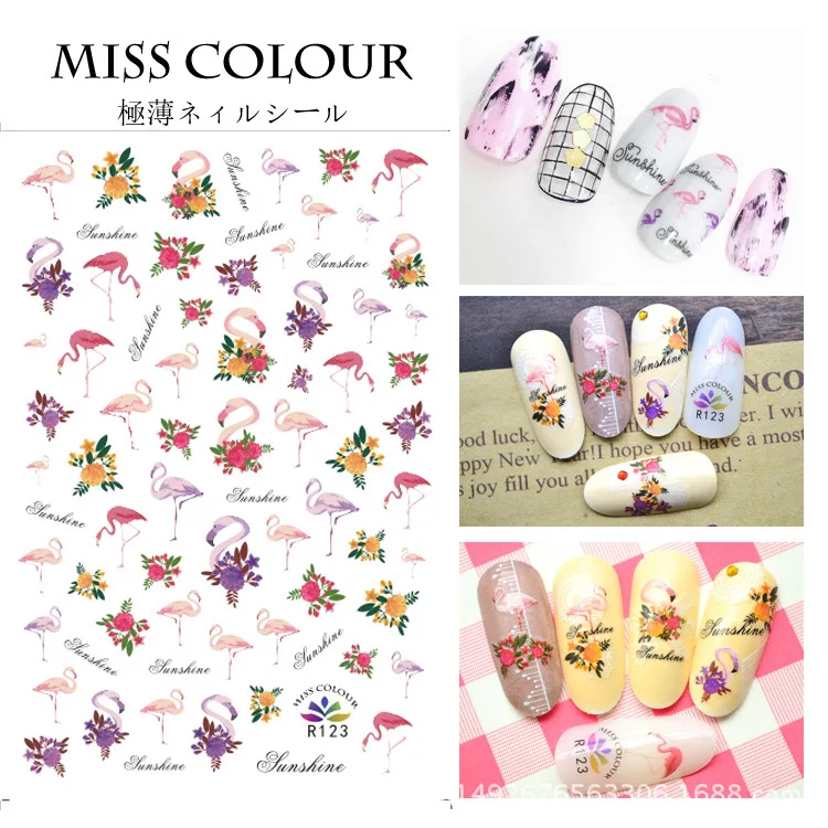 

2 Sheets Animal Nail Sticker Flamingo Rabbit Parrot Cat Squirrel back glue Transfer Nail Art Decals Stickers Manicure R117-R124