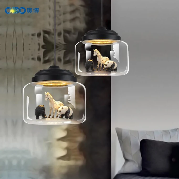 

Pendant Lights Sitting Room Animal Model Transparent Glass Pendant Lamps Creative Personality Cafe Bedroom Glass Pendant Lamp