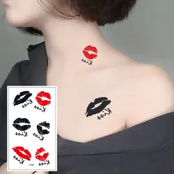 X-530 красные губы черные губы буквы Искусство Временные татуировки наклейки съемные водостойкие боди-арт Грудь Плечи мальчики и девочки