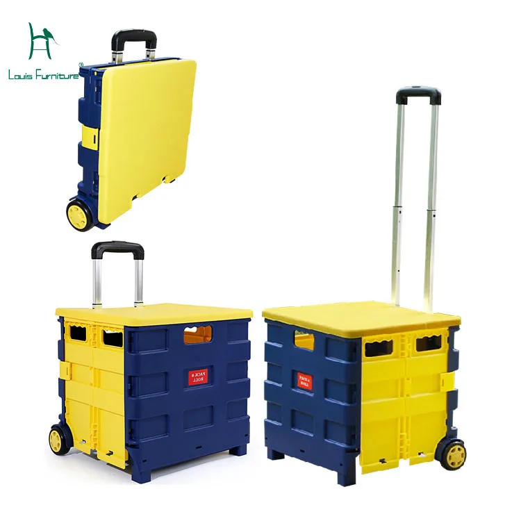 

Louis Fashion Kitchen Islands & Trolleys Storage Folding Shopping Cart Multifunctional Vehicle