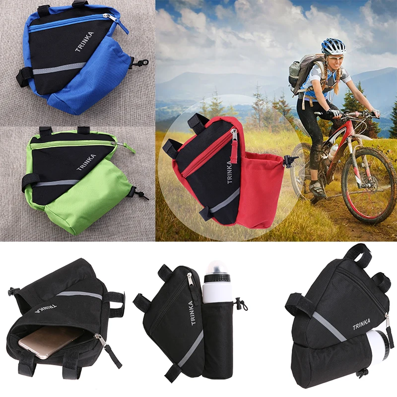 Cycling Bicycle Storage Bag Triangle Frame Pouch MTB Bag with Kettle Holder