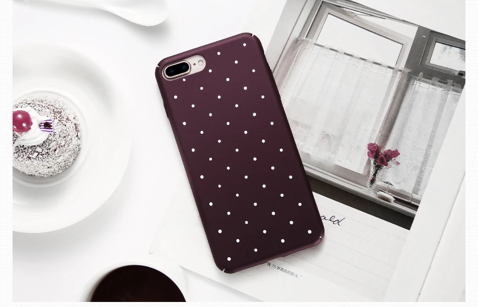 DOEES Spot Pattern Case For iPhone 5 5S SE 6 6S 7 8 Plus X Case Plain Slim Ultra Thin Hard PC Phone Cover For i Phone 6 7 8 10 (9)