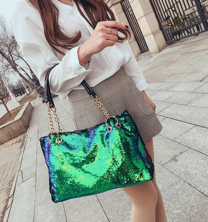 Brand Designer Tote Shoulder crossbody Bag Women Large Multifunction Sequin Bling Handbags Big Bag Casual shopping Bags B42-30