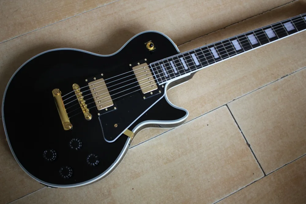 

A guitars black custom guitar 1 fret end binded binding 2 ebony fretboard 3 one piece neck Mahogany free shipping